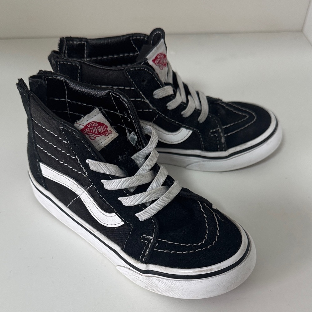Vans Kids Black and White High-Top Sneakers